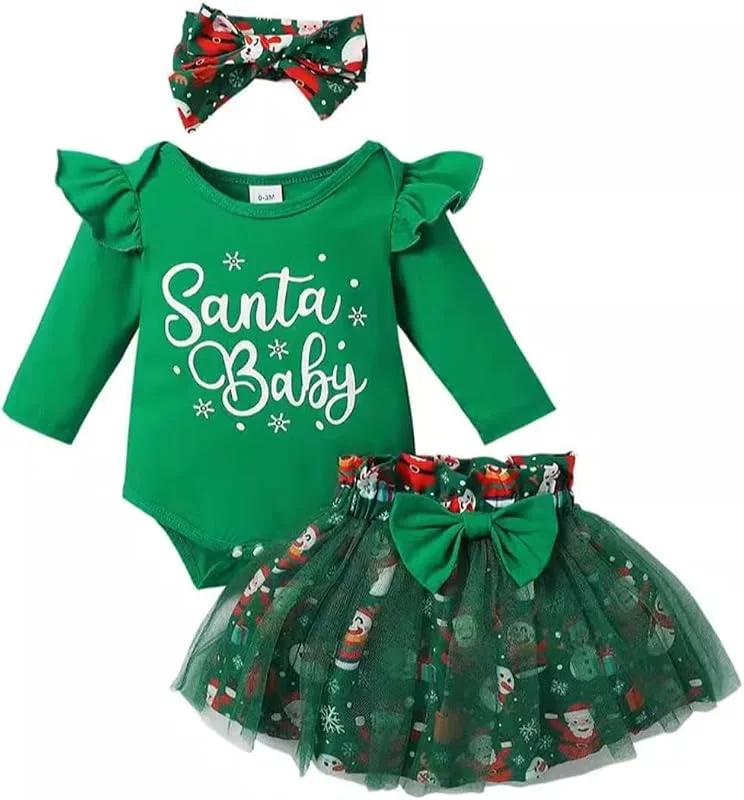 JENJON Conjunto Bebé Niña Falda de Tutu de Navidad Ropa Primera Halloween Navideño — Ropa Navidad