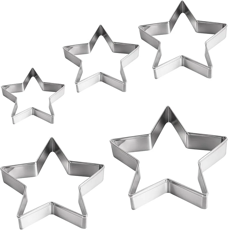Apausvcm Juego de 5 cortadores de galletas de estrella de acero inoxidable, cortadores de galletas de estrella para pasteles, fondant, pastelería, cortadores de galletas pequeños para decoración de pasteles — Hogar y cocina