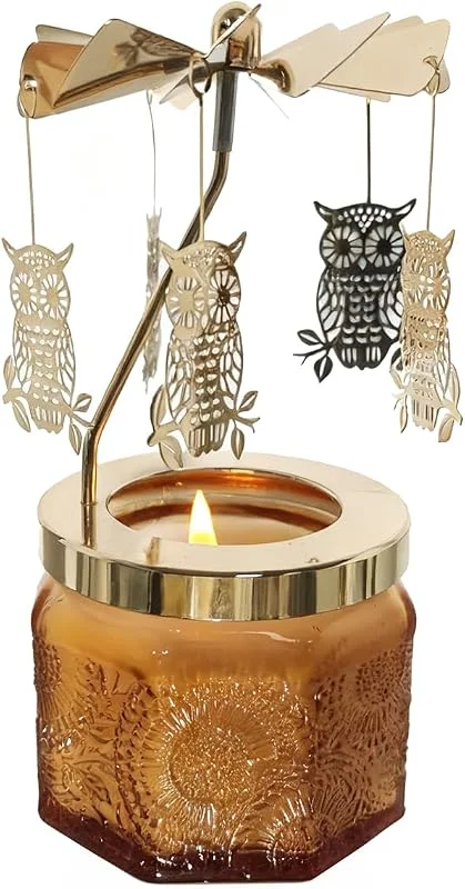 kingnero Vela giratoria con aroma de búho regalo de carrusel para mujeres madre esposa hija hermana — Cena a la luz de velas