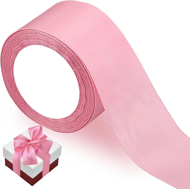 Lrocotanc cinta Satén Rosa Regalo Ancho 5cm x 22m Decorativa Navidad Boda — Envoltorio regalo