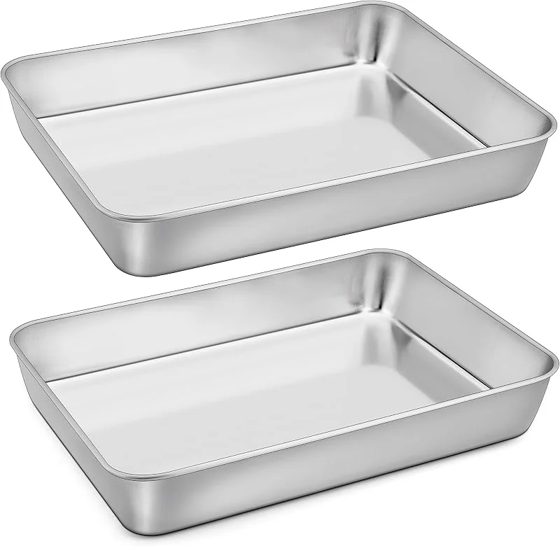 Homikit Juego de 2 bandejas de horno de acero inoxidable, 31, 6 x 24, 7 x 4, 8 — Hogar y cocina