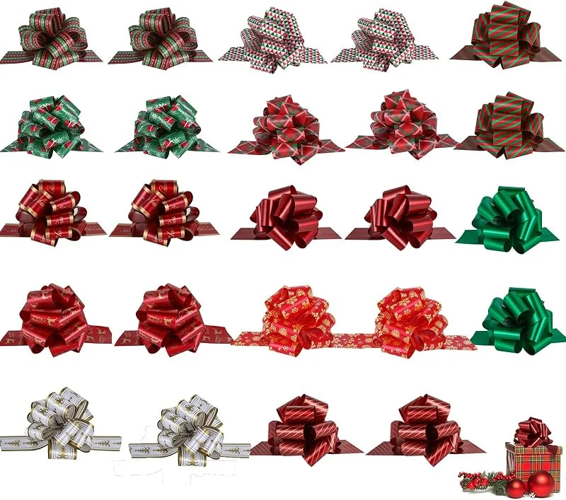 PintreeLand - Juego de 24 Arcos de Navidad con Cinta de 5 Pulgadas de Ancho para Regalo, Floristería, Ramo, Cesta, Decoración de árbol de Navidad (24 Piezas) — Envoltorio regalo