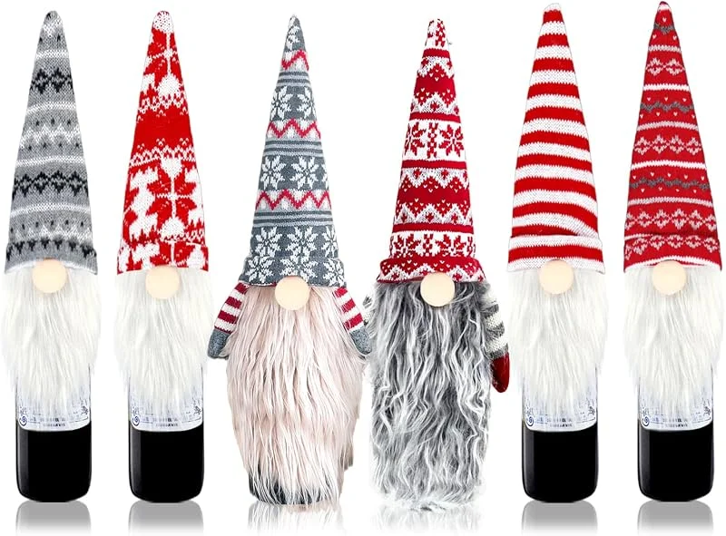 Meleager 6 Piezas Funda Botella de Vino Navidad, Cubierta de Botella Navideñas, Decoración de Botellas de Vino, Decoración de Mesa Navideña — Vino y mesa festiva