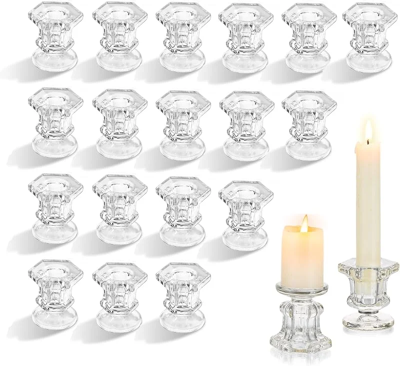 Glasseam Portavelas De Cristal, Portavelas Transparente De Glasseam, 20 Unidades, Portavelas Cónicos, Portavelas De Navidad para Sala De Estar, Mesa De Comedor, Decoración De Boda — Adviento y mesa