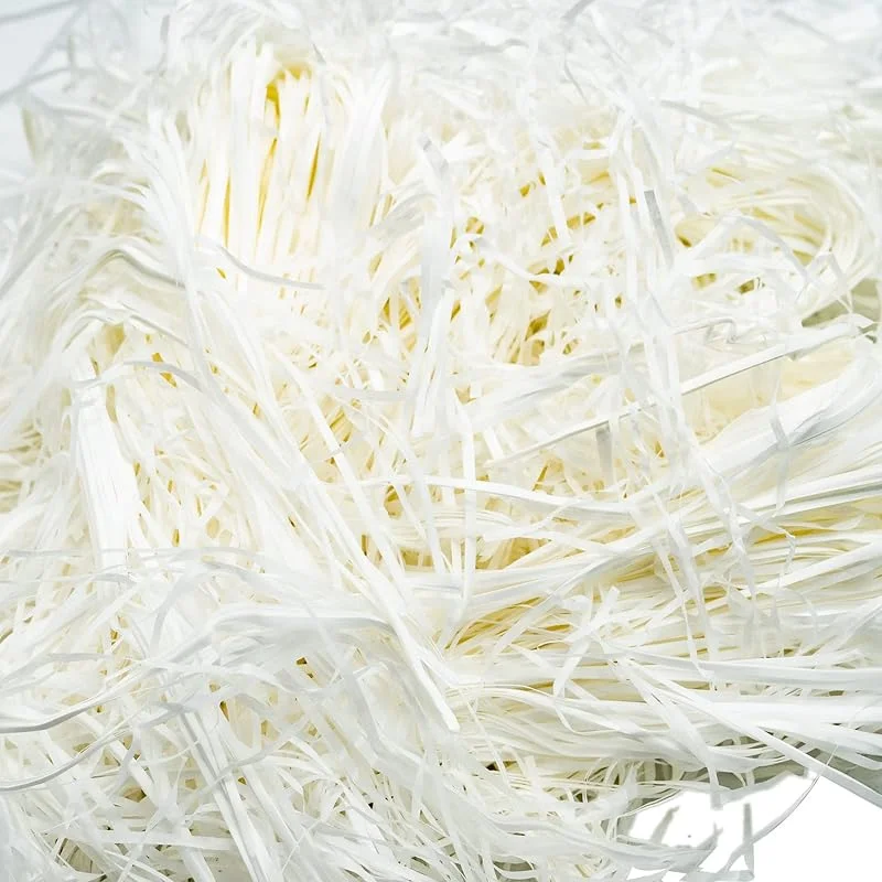 REBECASKYENS Raffia Hamper Shreds, 100 g, material de relleno de papel de seda triturado, relleno de papel de regalo para manualidades de fiesta, relleno y envoltorio de regalo para decoración de caja de regalo — Envoltorio regalo