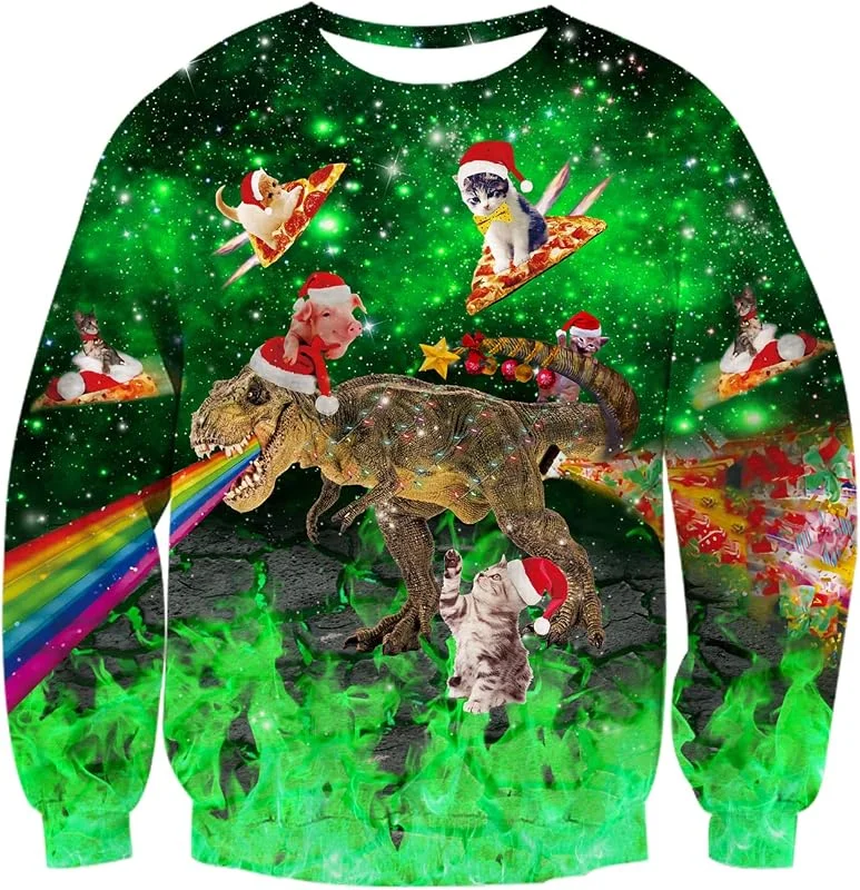 Visita la tienda de TUONROAD TUONROAD Suéter de Navidad Unisexo Novedad Christmas Impreso Jerséis Cuello Redondo Manga Larga Ugly Xmas Sweater Invierno para Mujer Hombre S-XXL — Ropa Navidad