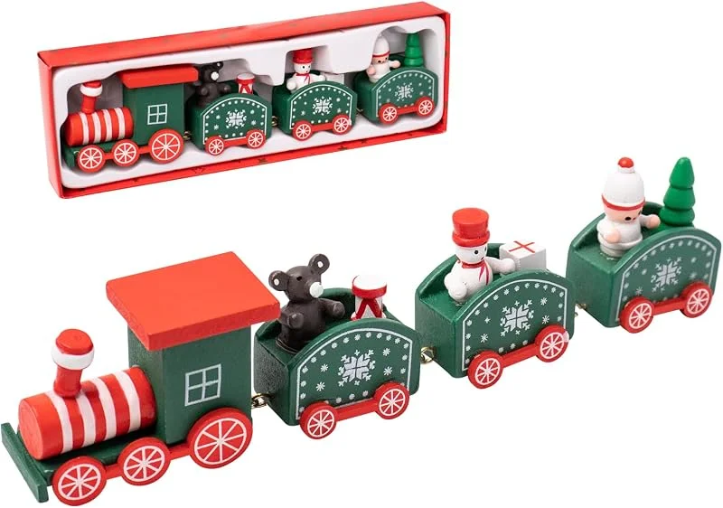 ZYDYRX Tren de Madera Navideño Verde Adornos de Navidad Decoración Navideña de Madera Decoración del árbol de Navidad Tren de Navidad Decoración de Escritorio — Decoracion Navidad