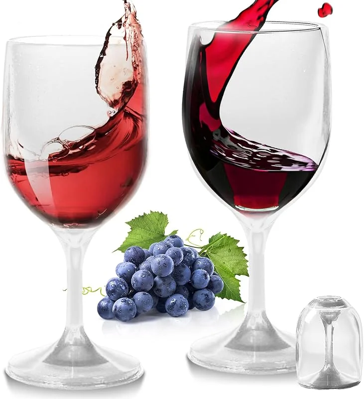 Vaileal 2 copas de vino de plástico para llevar, 200 ml, resistentes a roturas, modernas copas de vino tinto, irrompibles, de plástico, para viajes, camping, pícnic — Vino y mesa festiva
