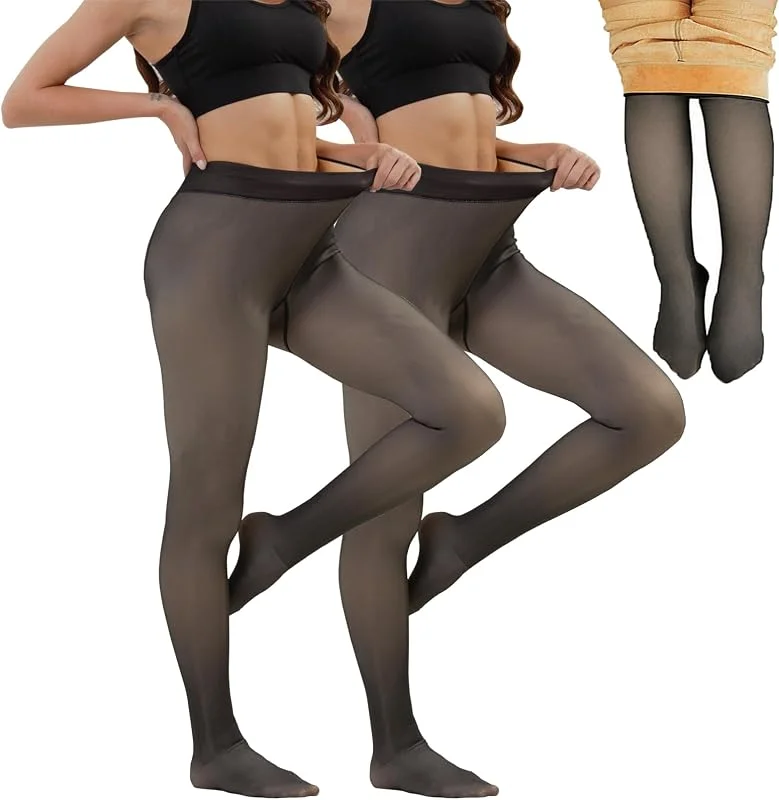 Merlvida Medias Térmicas Mujer con Interior de Forro Polar Medias Reductoras Mujer Transparentes Falsas Medias Térmicas Invierno Mallas Alto Cintura Leggings Pantimedias Leotardos Talla Grande S-3XL — Ropa Navidad