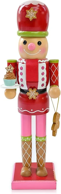 COSORO 1 Pieza 35cm Cascanueces de Madera Soldado Rojo Pintado a Mano de Pino Figura Tradicional de Navidad Coleccionable Decoración de Hogar Chimenea Mesa Árbol Decoración Navideña — Decoracion Navidad