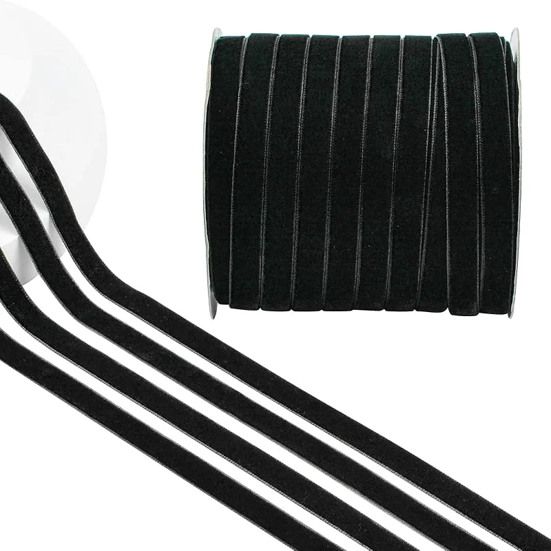 Visita la tienda de CRAFFANCY Cinta de Terciopelo de Navidad Negro, 1cm x 45m Cinta Terciopelo Navidad Lazo de Terciopelo para Envases de Regalos Manualidades Árbol Guirnaldas Adornos de Mesa Decoración — Envoltorio regalo