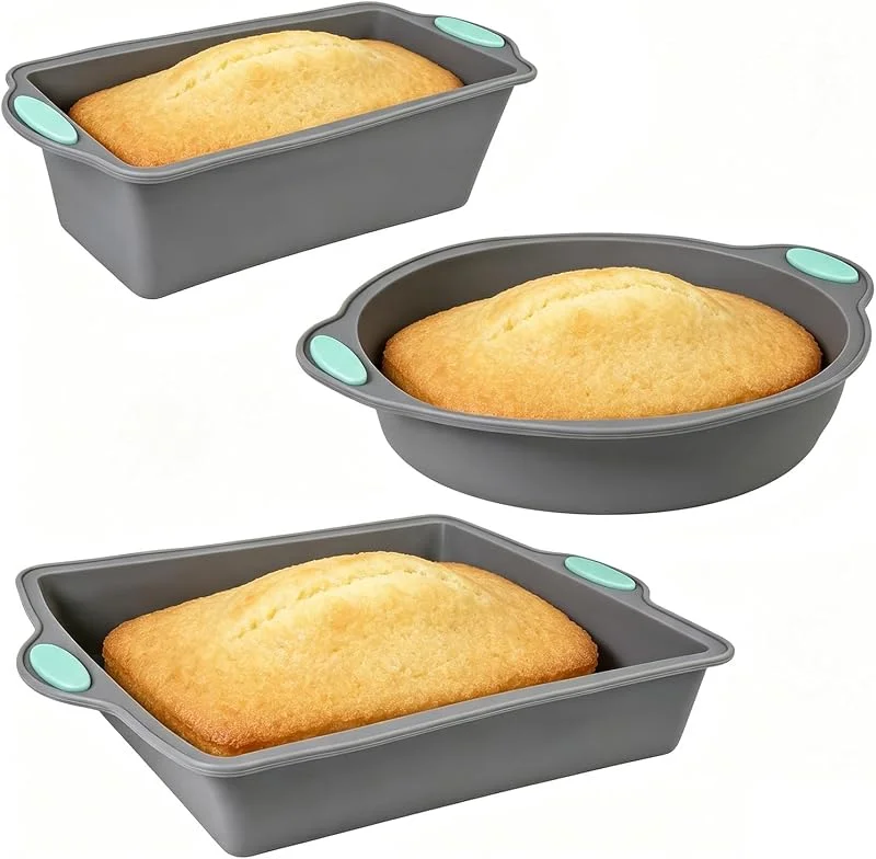 HIKPACKER 3 Piezas Molde Silicona Bizcocho Antiadherente para Horno, Pan y Postres — Hogar y cocina