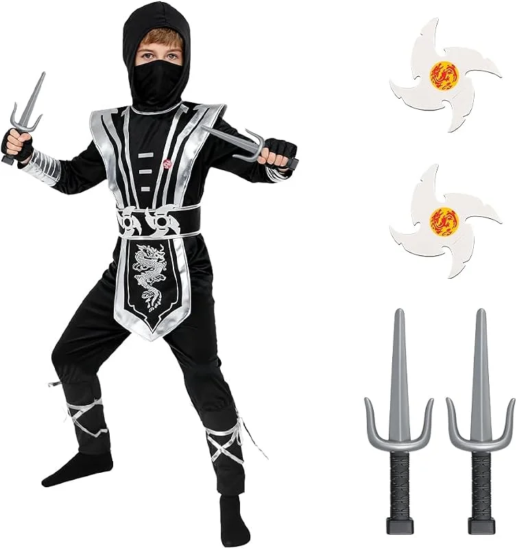 BSBUY Disfraz Ninja Niños, Ropa Musculo con Accesorios, Halloween para Cosplay de Ninja, Disfraz Niño para Fiesta, Carnaval, Navidad, Cumpleaños — Ropa Navidad