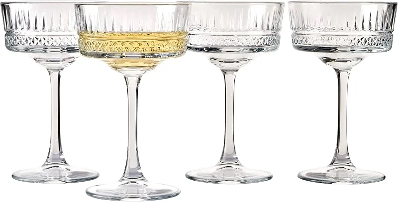 Pasabahce 471504 Elysia - Pack de 4 copas de champán, cristal, transparente, 26 cl — Vino y mesa festiva
