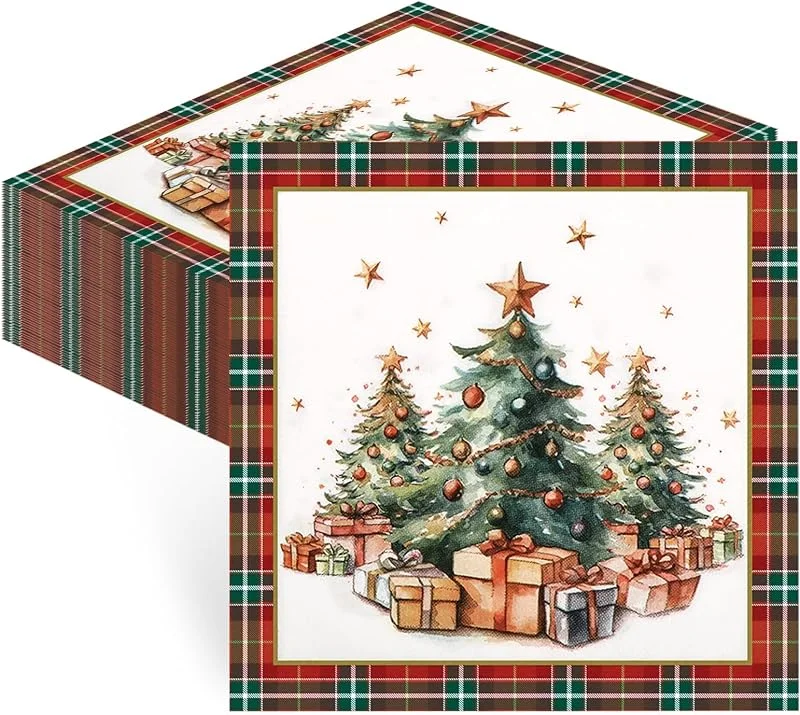 YRsorn 40 servilletas navideñas rojas - servilletas navideñas verdes perfectas para decoración de mesa, decoración de Navidad, servilletas de papel de invierno, 33 x 33 cm — Adviento y mesa