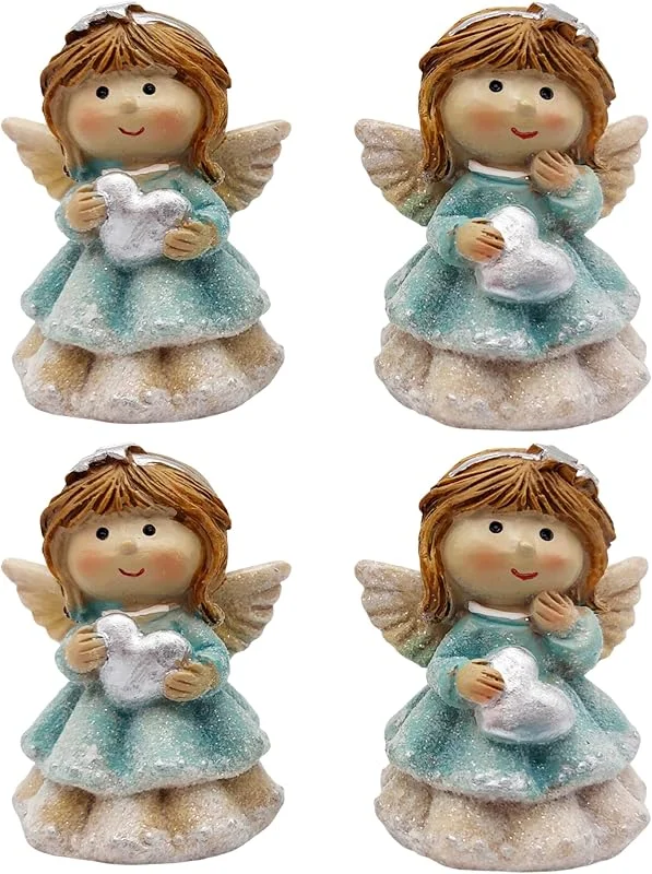 Visita la tienda de Logbuch-Verlag Ángeles Decorativas pequeñas, 4 Unidades: Figuras navideñas de Resina en Tonos Menta y Crema, decoración navideña Interior, Adornos Navidad Invierno y adviento, 5, 5 cm — Decoracion Navidad