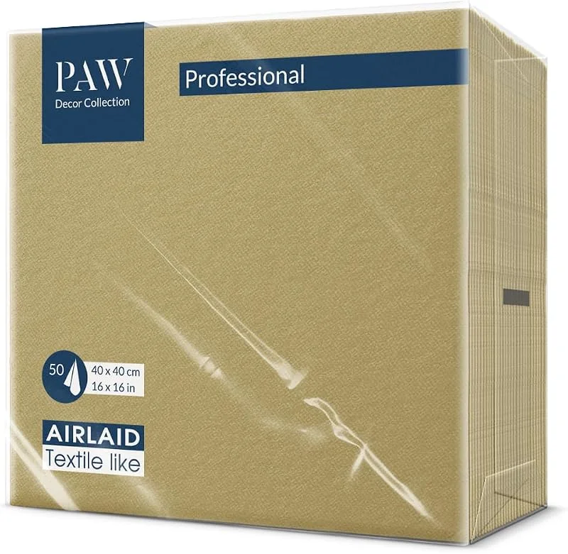 Visita la tienda de PAW Decor Collection PAW Servilletas Textil 40 x 40 cm, 50 uds - Oro — Hogar y cocina