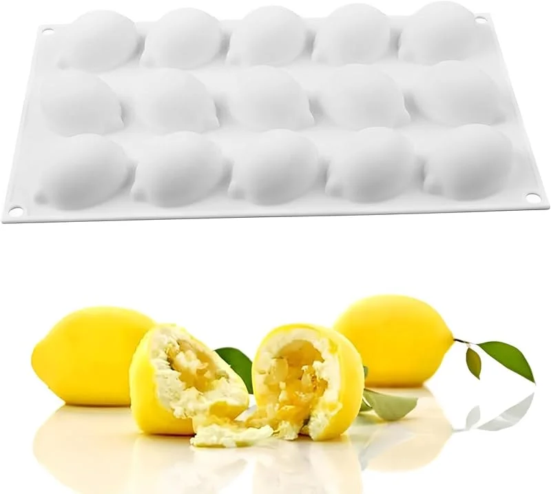 QIUMING Molde de silicona con forma de frutas fresa de mousse de silicona Molde para Tarta de Limón fácil de desmoldar Moldes de Chocolate postres pudín Pastel Mousse para Navidad Halloween (limón) — Hogar y cocina