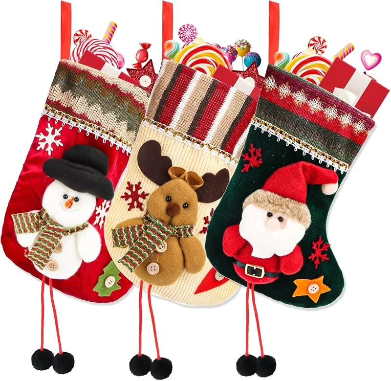 AKONE Juego de calcetines de Papá Noel, 2025 Nuevo calcetín de Navidad, botas de Papá Noel para rellenar, calcetines de Navidad para colgar, Christmas Stocking Set, calcetines de Papá Noel decoración — Decoracion Navidad