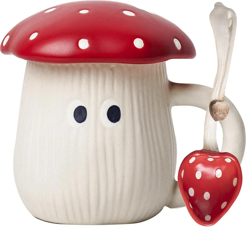 Disoza Taza Seta 400ml Taza Café Seta Regalo Taza Cerámica Con Cuchara y Posavasos Taza Té Café Navidad Regalo Cumpleaños Para Esposa Novia Niños — Adviento y mesa