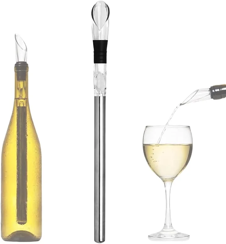IKOPFLN Enfriador De Botellas Vino, Barra Enfriamiento Vertedor Vino Tapón Botella — Vino y mesa festiva