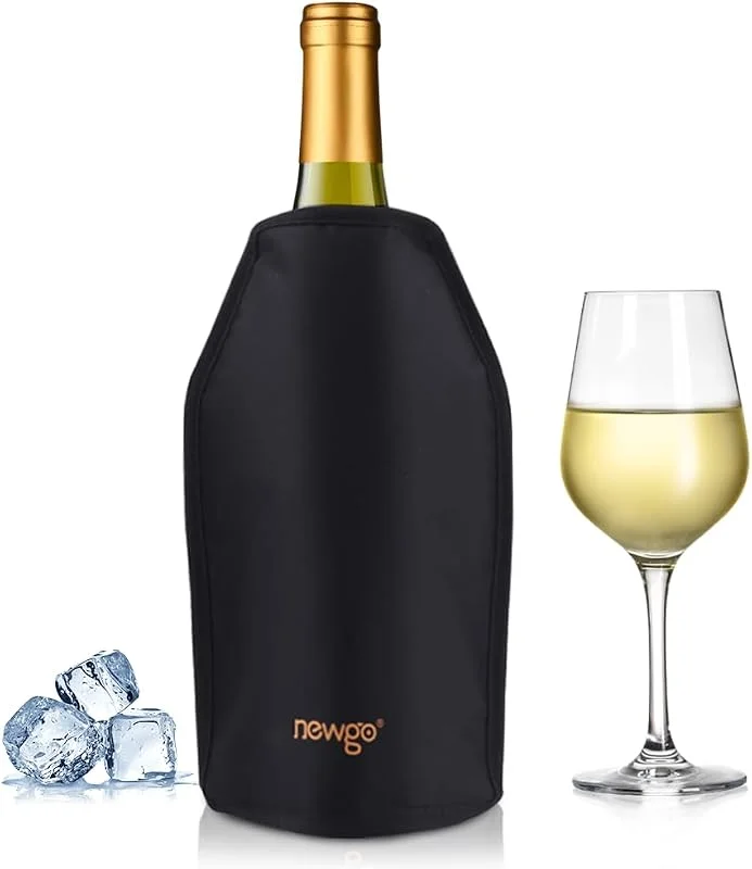 NEWGO Funda refrigeradora para botellas de vino o champán, de tela repelente al agua reutilizable y flexible, Funda para botella de vino Holiday — Vino y mesa festiva
