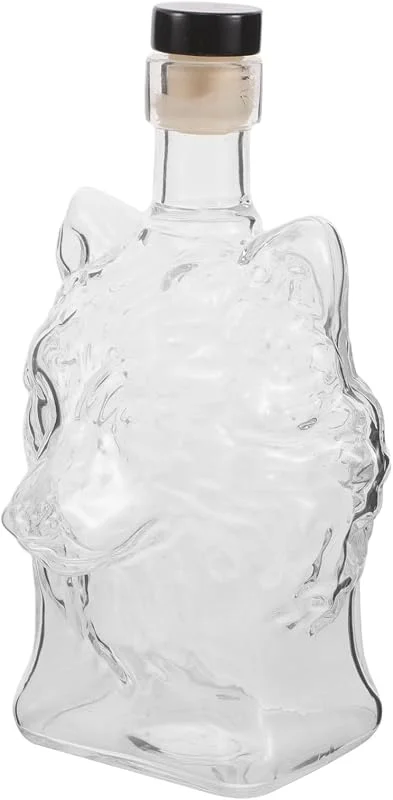PRETYZOOM Decantador de Whisky 340ml de Vidrio con Diseño de Cabeza de Animal Tapón — Vino y mesa festiva