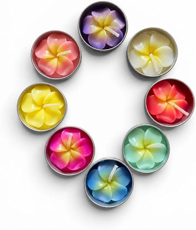 Visita la tienda de Sabai'ly (new) Pack de Velas de Te florales (8, Flor Frangipani), regalo para mujer — Cena a la luz de velas