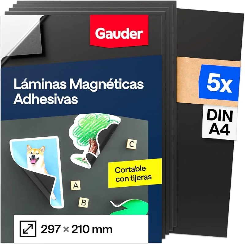 Visita la tienda de GAUDER GAUDER Lámina Magnética Autoadhesiva, Hoja Imantada (5 uds - DIN A4) — Envoltorio regalo