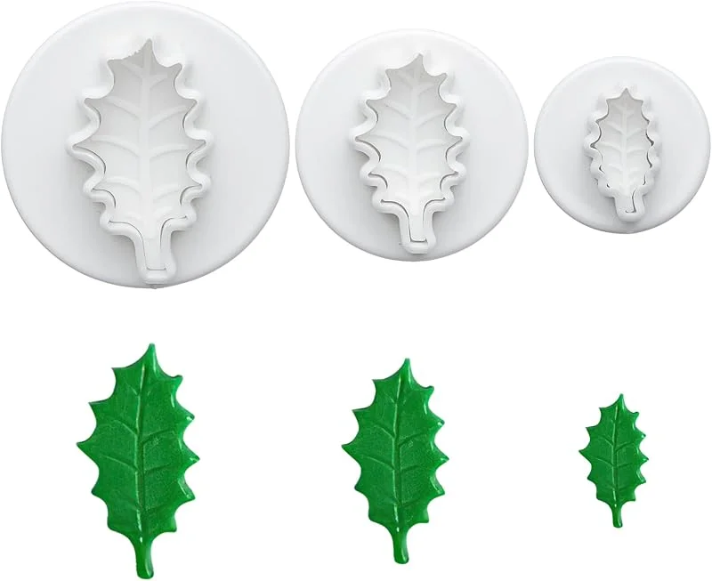 kungfu Mall 3 moldes para decoración de tartas de Navidad con hojas de acebo — Hogar y cocina