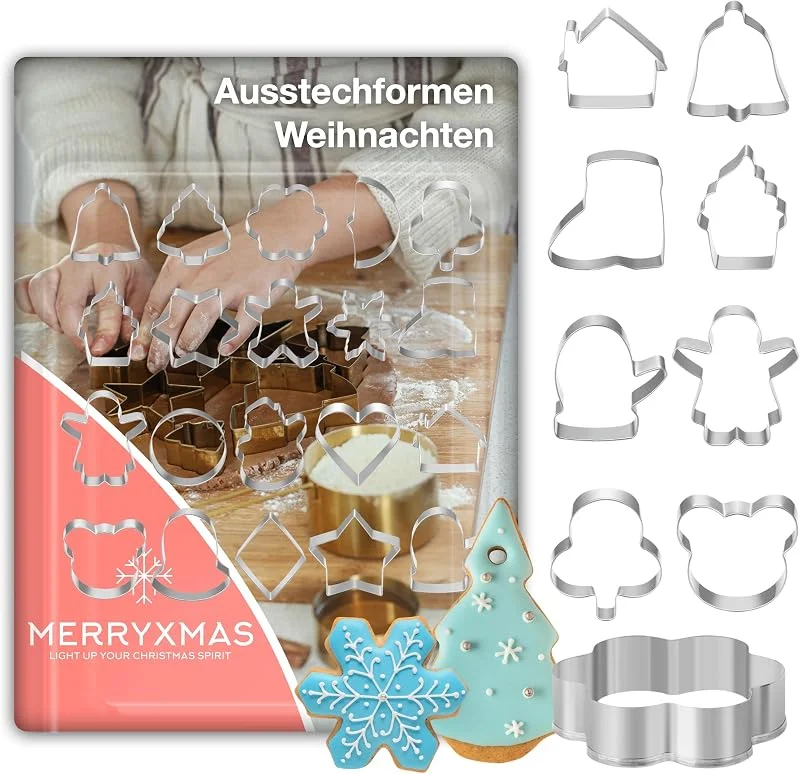 Visita la tienda de MERRYXMAS MERRYXMAS Juego de 20 cortadores de galletas navideños y de Adviento, cortadores de galletas para hornear, cortadores de galletas y cortadores de galletas — Hogar y cocina