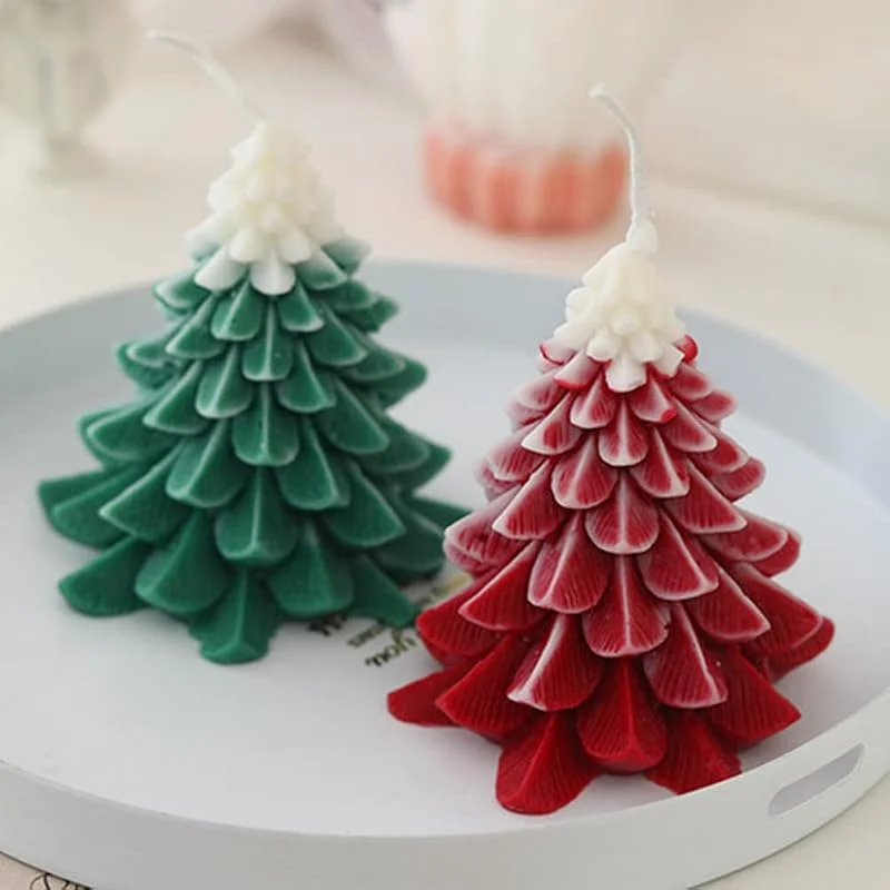 NatureMan Juego de 2 velas con forma de árbol de Navidad, velas realistas en forma de árbol de Navidad de 140 g, velas de aromaterapia de cera de soja, para decoración de fiesta de Navidad, día festivo, Año — Decoracion Navidad