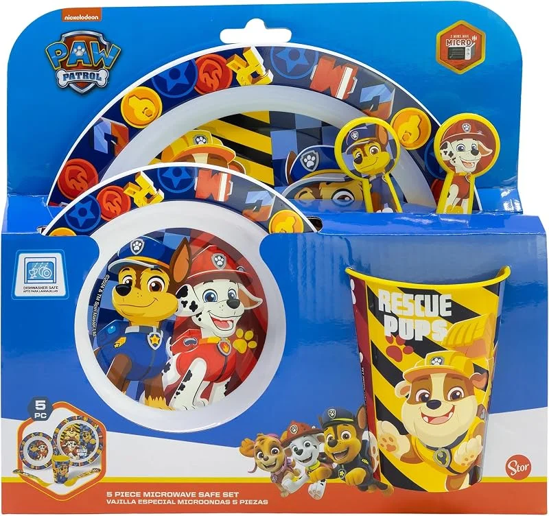 Visita la tienda de Stor STOR Set Vajilla Infantil Patrulla Canina - Vaso Plato Cuenco Cubiertos - Plástico Resistente Apto Microondas - Comidas Niños — Adviento y mesa