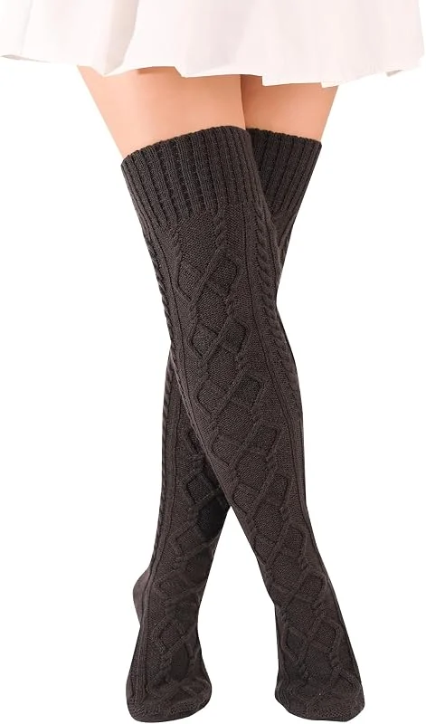 FGFD&OU Calcetines Largos Mujer Calcetines Hasta la Rodilla Invierno Termicos Calentadores de Punto Caliente para Niñas y Mujeres Medias Navideñas — Ropa Navidad