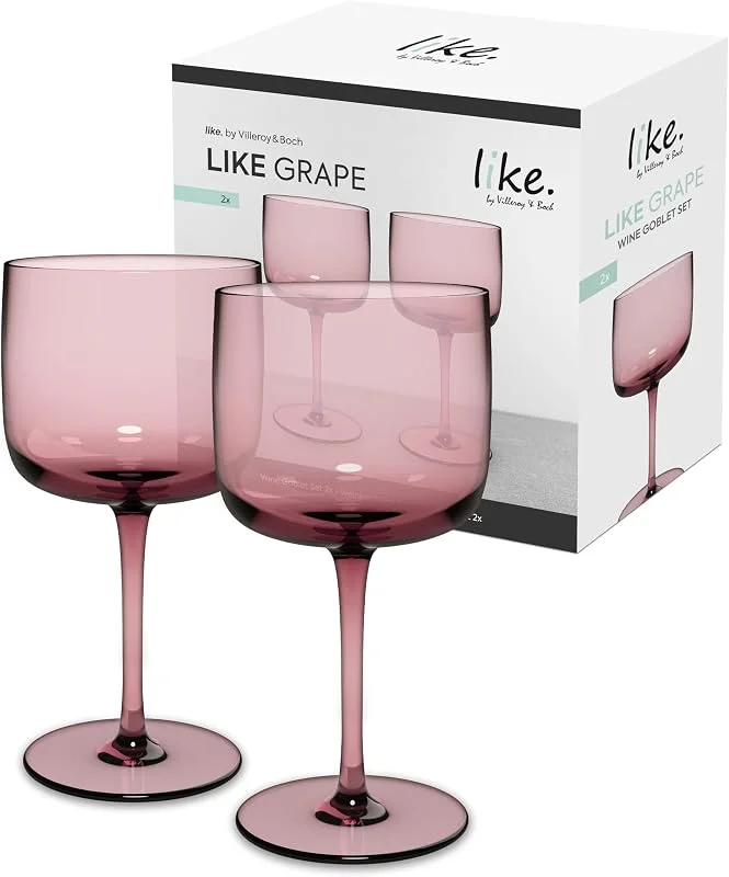 Villeroy & Boch – Juego De Copas De Vino Like Grape, Set 2 Piezas, Vidrio De Color Uva, Capacidad 270Ml — Vino y mesa festiva