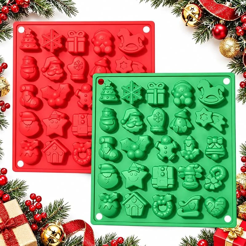 FUHAMJ 2 moldes de Chocolate con Motivos navideños — Hogar y cocina