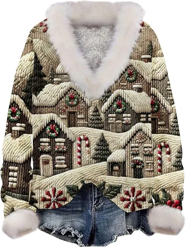 Generic HUIFUAO - Sudadera de Navidad para mujer, suéter de Navidad para mujer, suéter de Navidad para mujer, suéter de Navidad para mujer — Ropa Navidad