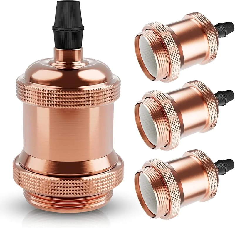Visita la tienda de DiCUNO DiCUNO Portalámparas E27 vintage, Oro Rosa Bases Edison retro, Pack de 4 — Cena a la luz de velas