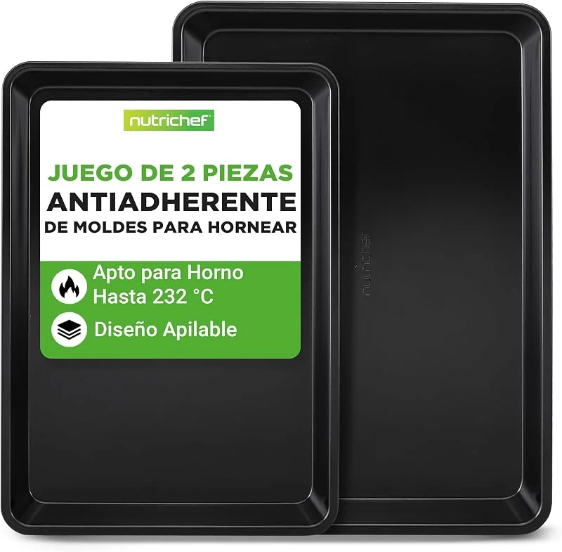 Visita la tienda de NutriChef Nutrichef Bandejas Horno, Set de 2, Grande y Mediana, para Servir, Apilables, Duraderas, Antiadherentes — Hogar y cocina