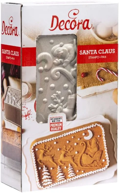 DECORA 0080127 MOLDE PLUMCAKE EN ALUMINIO FUNDIDO 27 X 15 X 5, 8 H CM SANTA CLAUS — Hogar y cocina