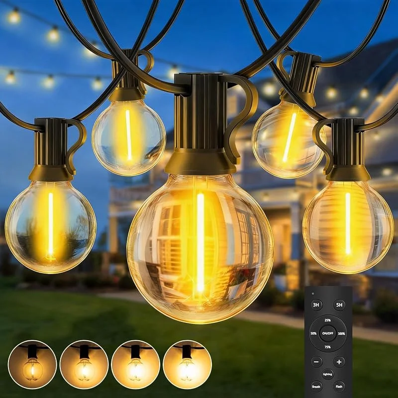 SAEIHGAE Guirnaldas Luces Exterior Jardin LED - 20M 65ft LED G40 Bombillas Cadena — Luces Navidad