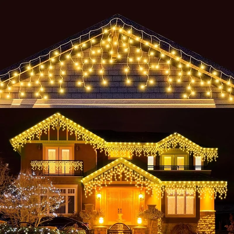 LEDYA Luces Navidad Exterior, 7.5M+10M 240 LED Cortina Luce Navidads Exteriors, Conectable hasta 6 Unidades, 8 Modos, Impermeable IP44, Decoracion Navidad Exterior para Balcon Jardín, Festivales, Bodas