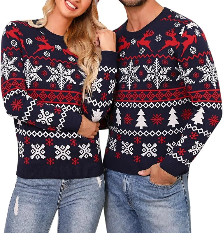 Visita la tienda de Irdcomps Jersey Navideño Hombre y Mujer Suéter de Navideño Pareja Familia Invierno Rojo de Suéter Navidad Regalo de Año — Ropa Navidad