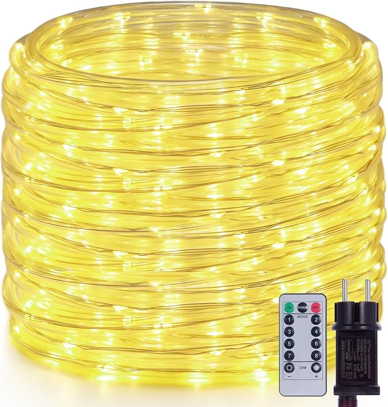OxyLED Manguera de Luces Exterior, 20M 300 LED Manguera Led Exterior IP44 Resistente 8 modos Cadena de Luces Blanco Manguera de Luz Navidad Decoración al Agua para Exterior Terraza Jardín — Luces Navidad