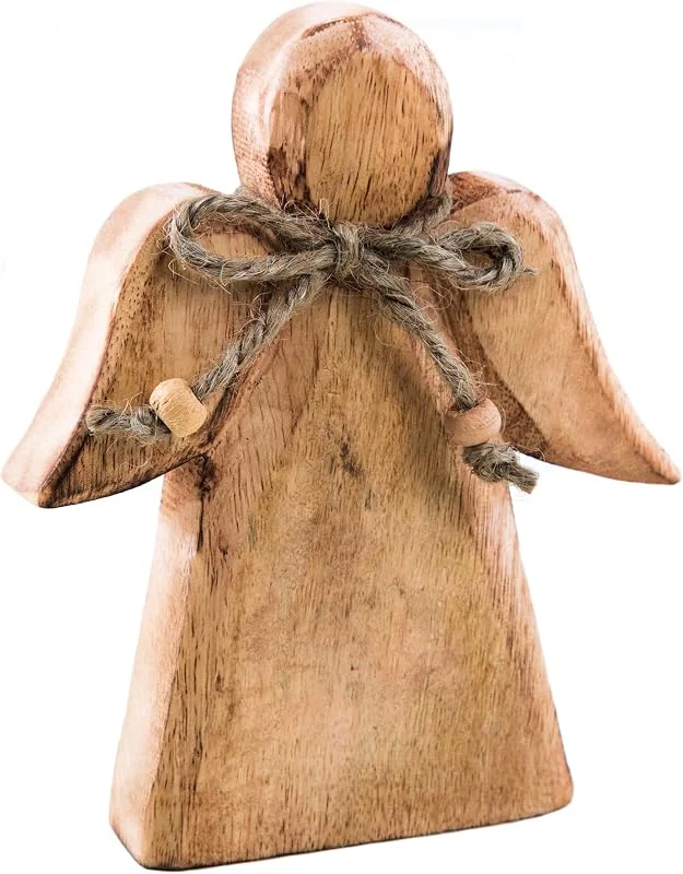 Visita la tienda de Logbuch-Verlag Figura de ángel Madera, 15 x 12 cm: decoración navideña Natural, Adorno rústico para Mesa y Ventana, Figura Decorativa Navidad Elegante, ángel Protector, símbolo de Amor y Esperanza — Decoracion Navidad