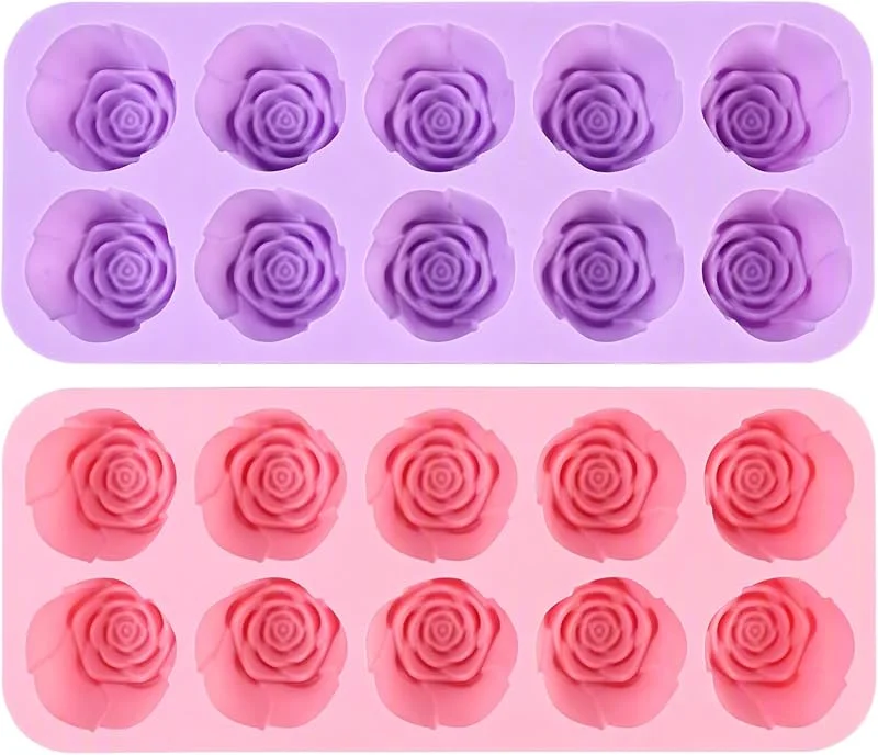 Shengxi 2 Pcs 6 Cavidades Molde Silicona 3D Rosas Forma, Antiadherente Molde Forma Moldes de Silicona Reutilizables con Forma Rose, Molde Multifuncional Libre BPA Para Decoración Jabon Bizcocho Hornear — Hogar y cocina