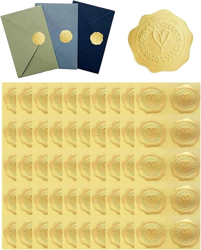 HUVZOR 100Pcs Pegatinas Doradas Regalo Navidad, 3, 5cm Redondas Pegatinas Autoadhesiva para Sellar Sobres para Invitaciones de Boda Manualidades — Envoltorio regalo