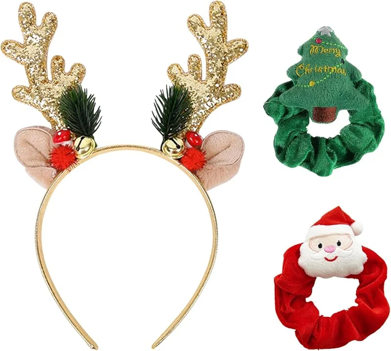 XAOOAX Diademas de Navidad de reno, bandas de pelo de Navidad para mujer — Ropa Navidad