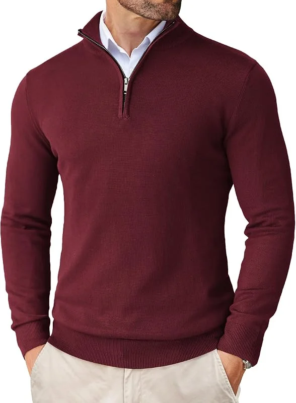 Visita la tienda de COOFANDY COOFANDY Jersey Cuello Hombre 1, 4 Cremallera Punto — Ropa Navidad