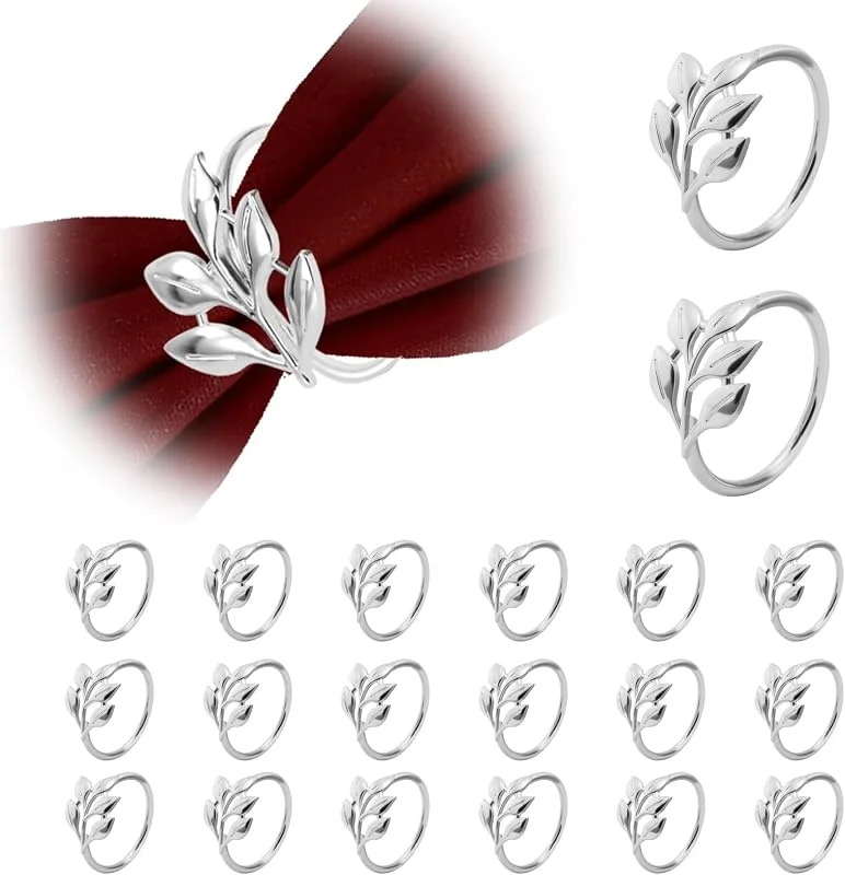 JVHLOV 20 Anillos para Servilletas Elegantes, Plateados, Talla Estándar — Adviento y mesa